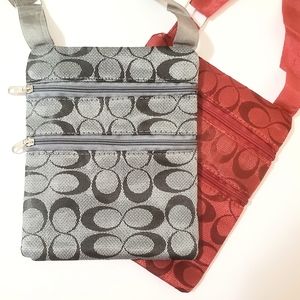 2 x GRAY RED KID GIRL GIFT SHOULDER MESSENGER BAGS